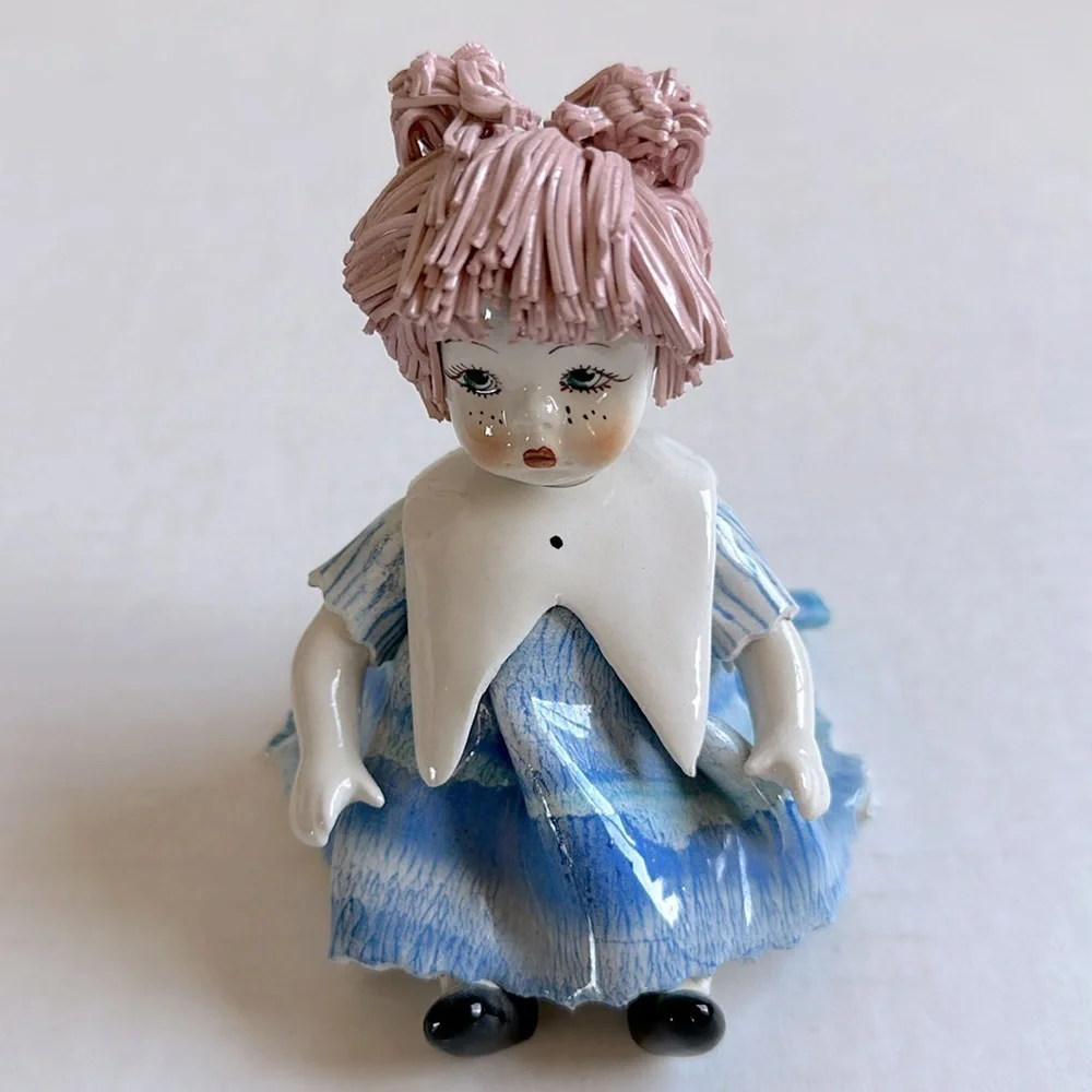 Vintage Lino Zampiva Italian Spaghetti Hair Girl Figurine